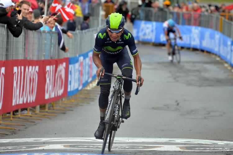 Sejr. Nairo Quintana fik en perfekt Vuelta-start, da han og Movistar vandt 1. etape. 