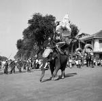 kroning. Kongelig parade i Phnom Penh i Cambodja i 1956. Efter at Sihanouk året før var abdiceret og blevet premierminister, blev hans far, Suramarit, konge. 
