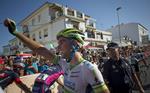 Triumf. Australiens Michael Matthews fra Orica GreenEdge-holdet jubler over sin etapesejr på tredjedagen i Vuelta a Espana. 