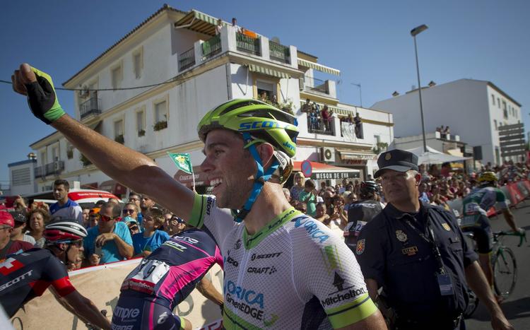 Triumf. Australiens Michael Matthews fra Orica GreenEdge-holdet jubler over sin etapesejr på tredjedagen i Vuelta a Espana. 
