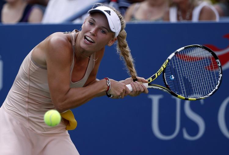 Ups. Wozniackis fletning blev genstand for opmærksomhed  i matchen mod Aliaksandra Sasnovich. 