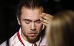 Færdig. En skuffet Jan Ø Jørgensen efter han opgav 1/8 finalen ved VM i badminton i Ballerup. 