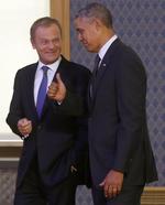 Tusk. USA's præsident Barack Obama giver thumbs up til Polens Donald Tusk. Noget tyder på, at den polske regeringsleder også får samme melding i kampen om posten som ny EU-præsident. 