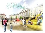 Banegårdspladsen i Aarhus er normalt ikke til at se for biler og busser. Under festugen har arkitekterne forvandlet pladsen til et opholdssted. 