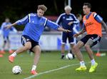 startopstilling. Nicklas Bendtner (tv) og Daniel Agger starter begge inde i testkampen mod Tyrkiet i Odense. Men begge spillere bliver formentlig sparet i en del af anden halvleg. 