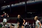 Smash. Joachim Fischer, der her i baggrunden vil sætte fart i fjerbolden, er en af de danske doublespillere, der måske mærker et medaljepres til VM. 