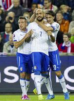 Ny. 23-årige Simone Zaza (nr. 7) fik i sin anden landskampe scoret sit første mål. 