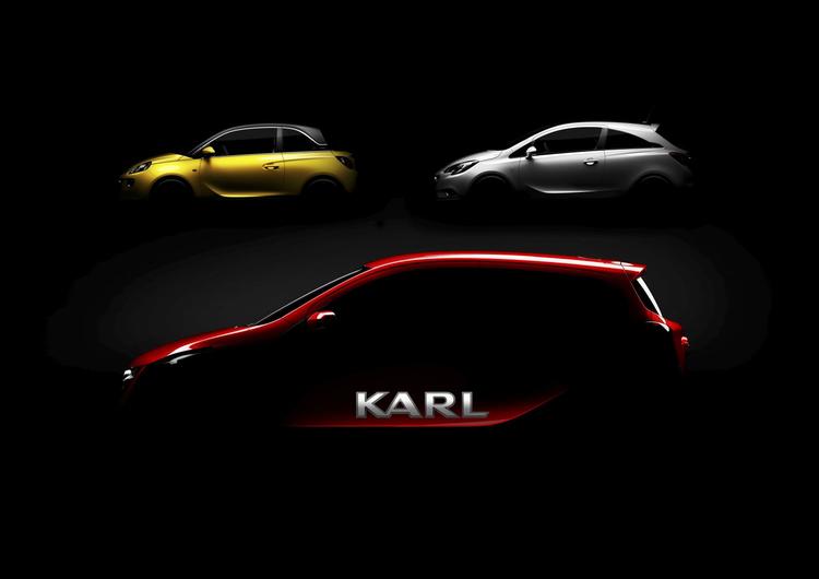 Premiere. Opel Karl er her fotograferet  i tilsløret tilstand. Det er det eneste billede, pressen indtil videre har adgang til Bilen kommer på markedet næste år. Foto: Opel 