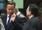 Kritisk. David Cameron har jævntligt hævet stemmen over for EU-lederne. Her er det den afgående kommissionsformand, Jose Manuel Barroso. 