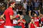 AFGØRENDE. Med to sejre i singlerne bidrog Roger Federer til at sende Schweiz i Davis Cup-finalen. 