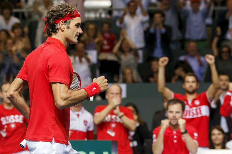 AFGØRENDE. Med to sejre i singlerne bidrog Roger Federer til at sende Schweiz i Davis Cup-finalen. 