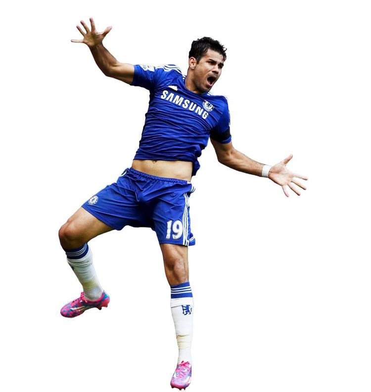 flyvende. Diego Costa fejrer et af sine tre mål i Chelseas sejr over Swansea. Hattricket bragte ham op på syv mål i fire kampe. 