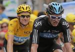 RIVALER. Tour de France-vinderne Bradley Wiggins (th.) og Chris Froome (th.) skal begge med til VM, men de skal ikke køre samtidig. 