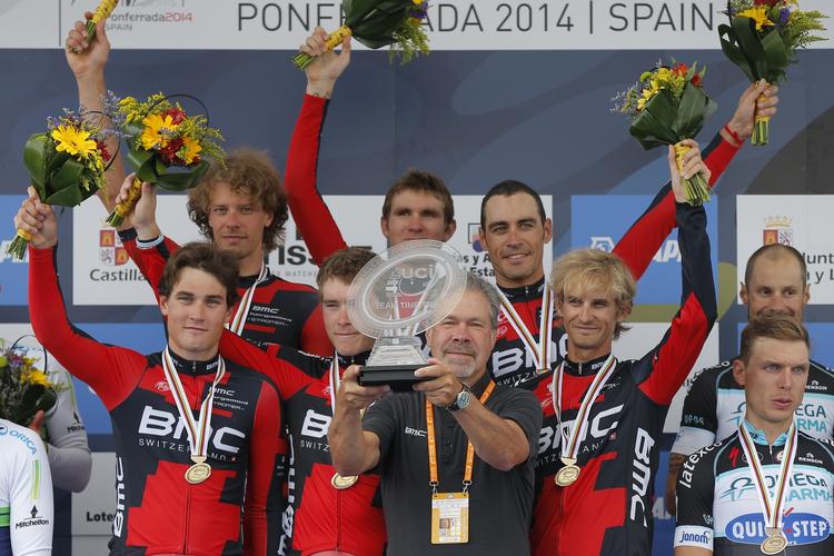 VINDERNE. BMC vandt det 57,1 km lange holdløb ved VM. 