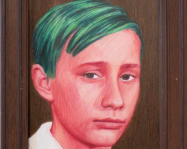 Kunst. Den russiske præsident Vladimir Putin, som tysk kunstner forestiller sig, at han ville have set ud som lille. 