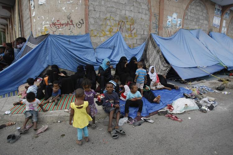 TRANSIT. Siden april har eritreanske asylansøgere boet på gaderne i byen Sanaa i Yemen. 