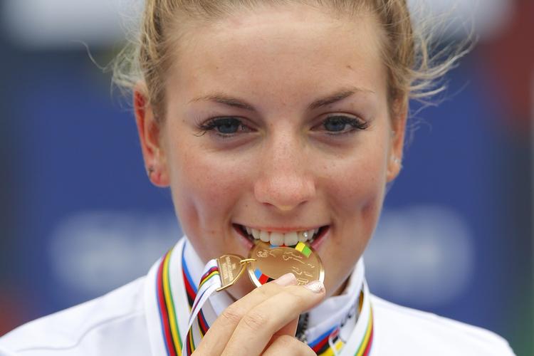 Vinder. 22-årige franskmand Pauline Ferrand-Prevot var glad i dag. 