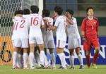 Sejr. Nordkoreas U23-kvinder jubler over deres anden scoring mod Japan. 