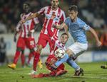 MÅLSCORER. Begge Malmö FF's mål mod Olympiakos blev scoret af Markus Rosenberg (th.). 