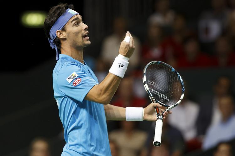 Kropssprog. Fognini har det med at bruge fingrene, når han er på tennisbanen. 