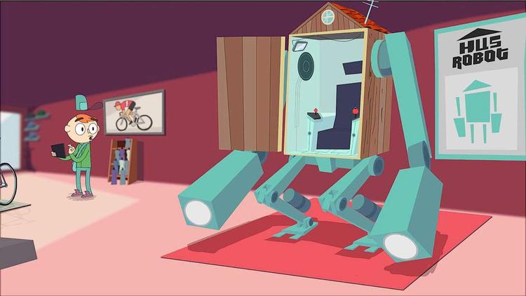 Ungt. I den animerede film 'Tjeeek post fra det offentlige' fortæller Viborg Kommune de unge om digital post. Robotten her er symbol på, at den overraskede ungersvend har fået besked om boligstøtte. 