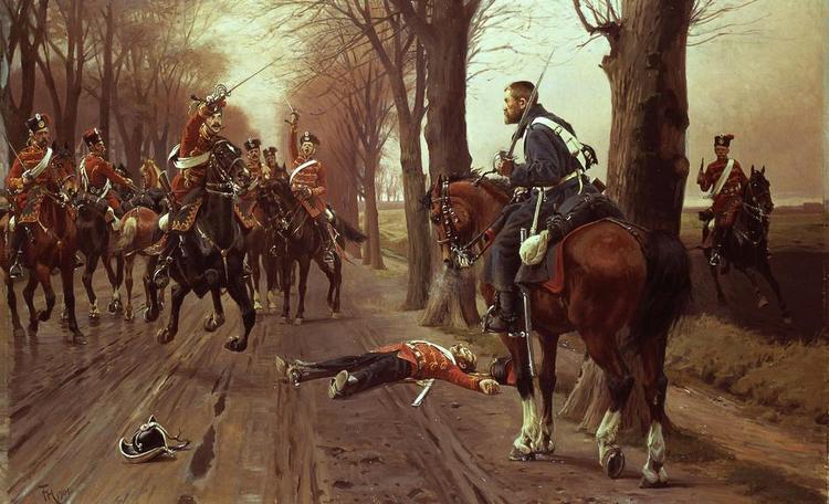 Heltens tragiske død. Frants Henningsen: 'En helt fra 64' (1901). Det nationalhistoriske Museum på Frederiksborg Slot. Deponeret. 