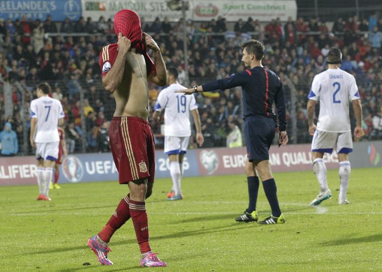 FORLØSNING. Efter at have brændt en chance mod Luxembourg fik Diego Costa endelig scoret for Spanien. 
