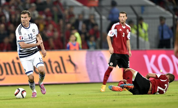 ROST. Af de elleve i den danske startopstilling var Andreas Bjelland den bedste mod Albanien. 