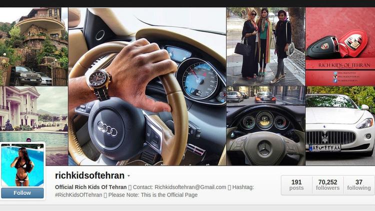 Provokerende. Kontoen Rich Kids of Tehran som den så ud, før stort set alle billeder blev fjernet. 