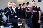 Holdet Virksomheden Interceptor producerer computerspil og har ansatte i hele verden. Hovedkvarteret ligger i Aalborg, og her arbejder (fra venstre) stifter og direktør Frederik Schreiber, investor og partner Mike Nielsen, partner og producer Khaled Ibrahimi fra Holland, art director Chris Pollitt fra England og ledende koder Grzegorz Zawadski fra Polen. 