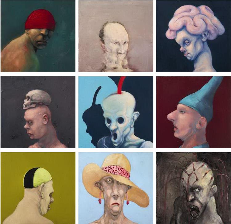 ansigter. 9 ud af 202 ansigter, som ARoS har samlet. De dækker perioden fra 1991 til i dag, men vi har ikke set den sidste 'nar' fra Michael Kviums hånd. 