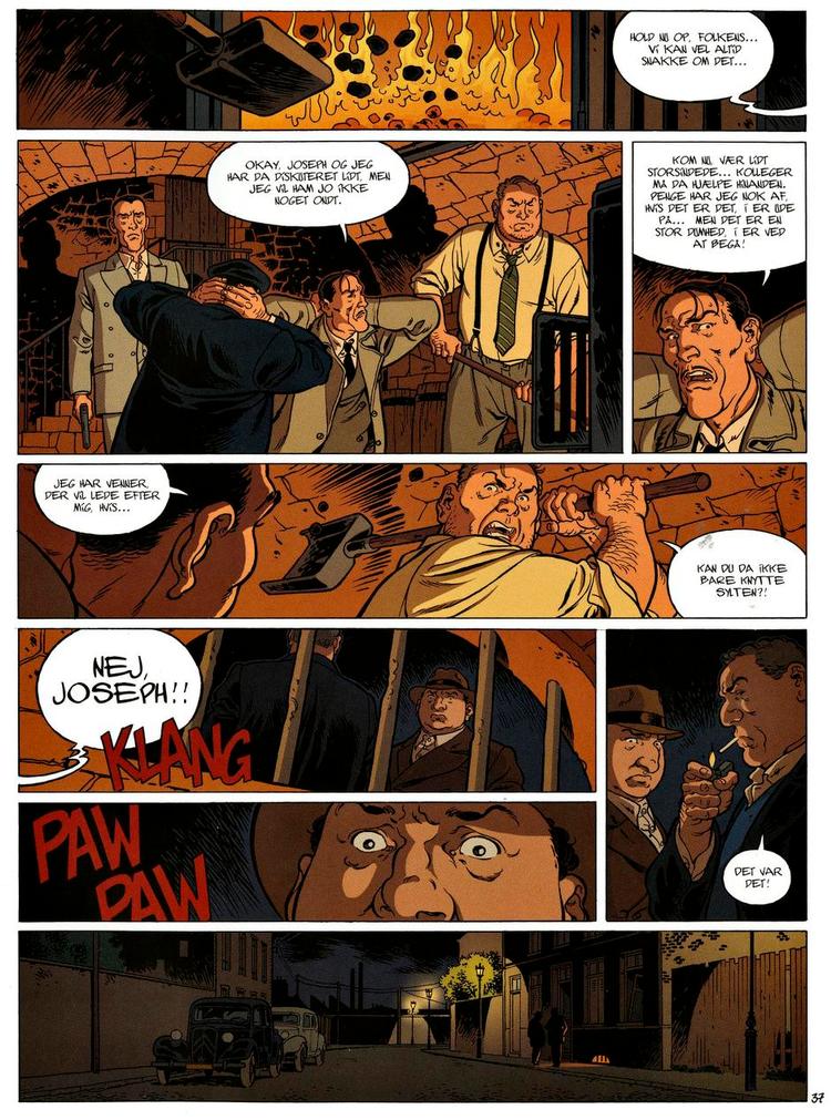 Gangstere. Fabien Nury og Sylvain Vallées 'Der var engang i Frankrig' læner sig op ad Sergio Leones 'Once Upon A Time In America' med deres fortælling om emigranter, der tager gangstermetoder i brug. Tegning: Sylvain Vallée 