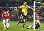 1-0. Efter en agf mange redninger af Thomas Mikkelsen sparkede Thomas Kahlenberg gang i målfesten på Brøndby Stadion. 