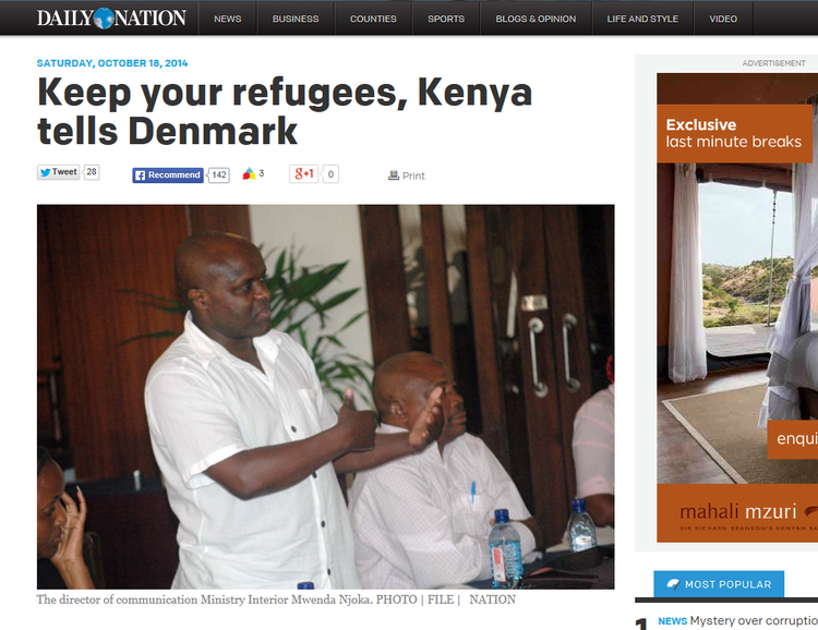 ASYL. Kenya er ikke klar til at tage imod flygtninge fra Danmark understreger talsmand for landets indenrigsminister. 