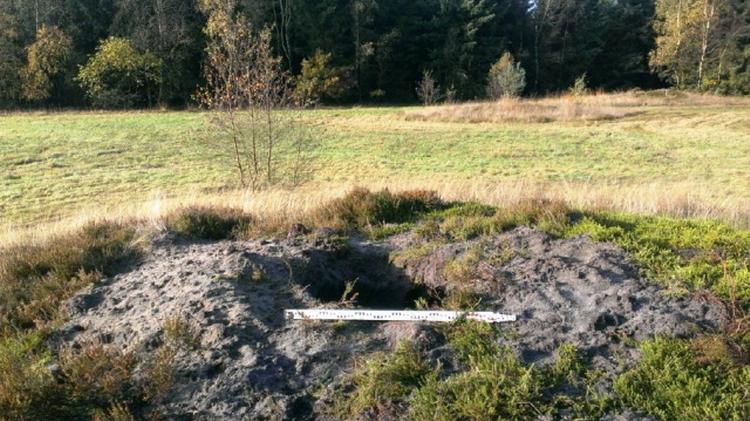 GRAVRØVERE. En af de udplyndrede gravhøje. 