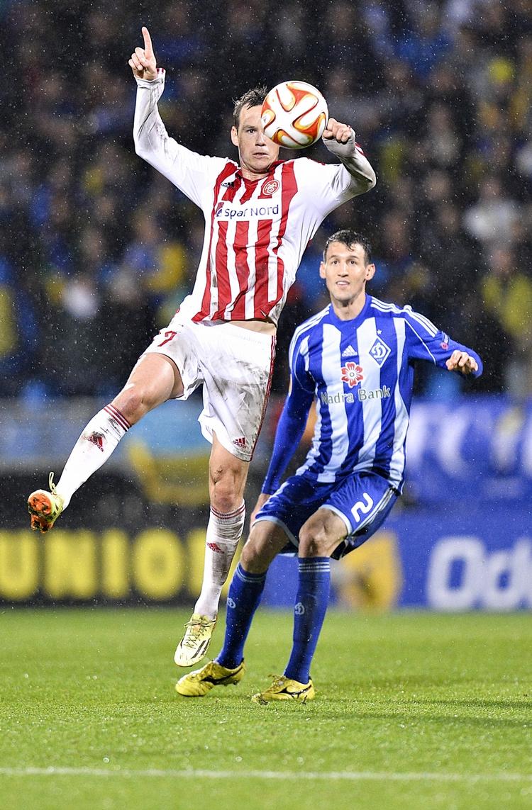 tilbage. Thomas Enevoldsen var blandt AaB's bedste i opgøret mod Dynamo Kiev. 