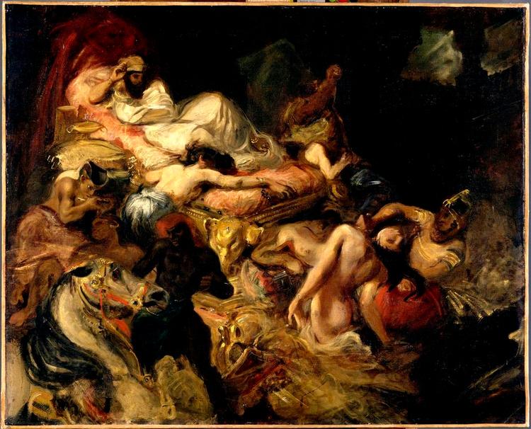 Gru. På Musee d'Orsays Sade-udstilling hænger blandt mange andre værker Eugène Delacroix' 'La Mort de Sardanapale' fra 1827. 