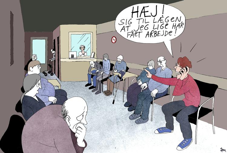 Rapport. Alt for mange oplever ulighed i det danske sygehusvæsen. Tegning: Anne-Marie Steen Petersen 