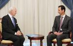 Våbenhvile. Staffan de Mistura og Bashar al-Assad i møde. 