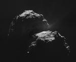 Kometen 67P/Churyumov-Gerasimenko set 31,8 kilometer fra kometens midte. I denne skala svarer billedets bredde ca til 4,6 km X 3,8 m på kometens overflade. 