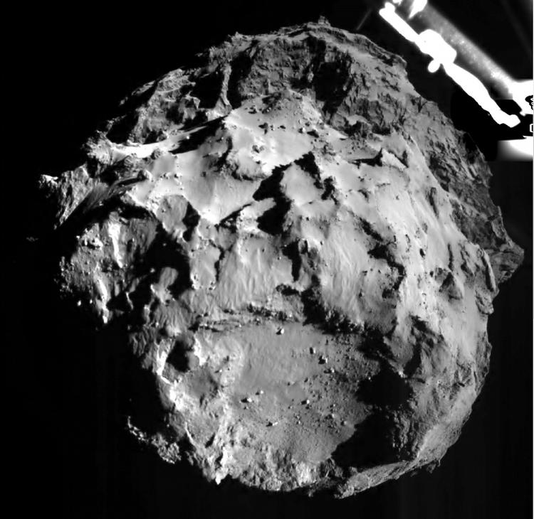 Mission. Billede af kometen Tjurjumov-Gerasimenko, hvor landingsfartøjet 'Philae' i øjeblikket befinder sig og indsamler data. 