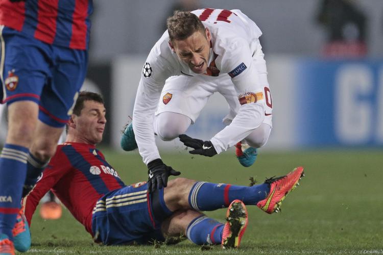 Evergreen. 38-årige Francesco Totti scorede romernes mål i Moskva. 