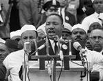 IKON. Martin Luther King Jr. holder berømte sin »I have a dream«-tale ved Lincoln Memorial i Washington, 28. august 1963. Året efter blev han skudt og dræbt. Foto: AP (arkiv). 