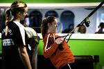 Forberedelse. I træningslejren i Vejle har der bl.a. været styrketræning på programmet. Her er Anne Mette Hansen (th) i gang med en øvelse. 