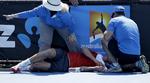Kollaps. Frank Dancevic var en af flere spillere, der bukkede under for varmen i januar. 