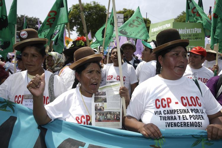 forsvar. Peruvianske kvinder demonstrerede for 'forsvaret af Moder Jord' i forbindelse med klimatopmødet i Lima. 