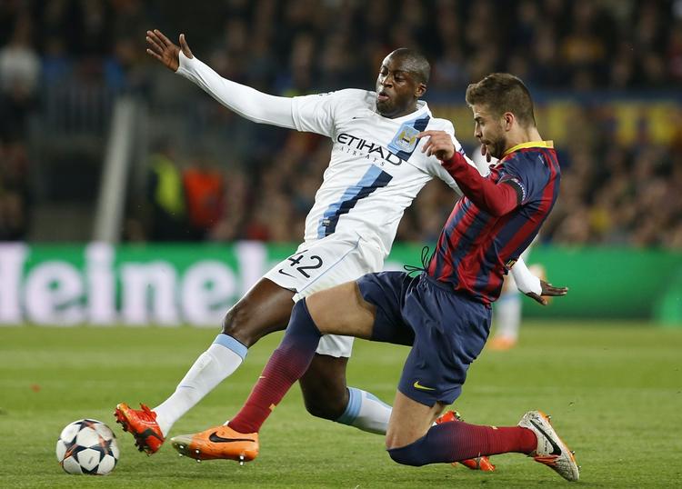 Gensyn. Yaya Toure og Gerard Pique mødes igen i en CL-1/8-finale. I sidste sæson slog Barcelona Manchester City ud med sammenlagt 4-1. 