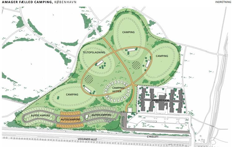 Camping. De foreløbige tegninger af Københavns nye campingplads på Amager Fælled. 