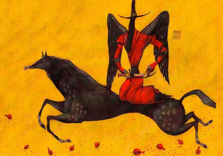 Illustration. Et af værkerne på udstillingen, tegnet af Ali Reza Goldouzian. 