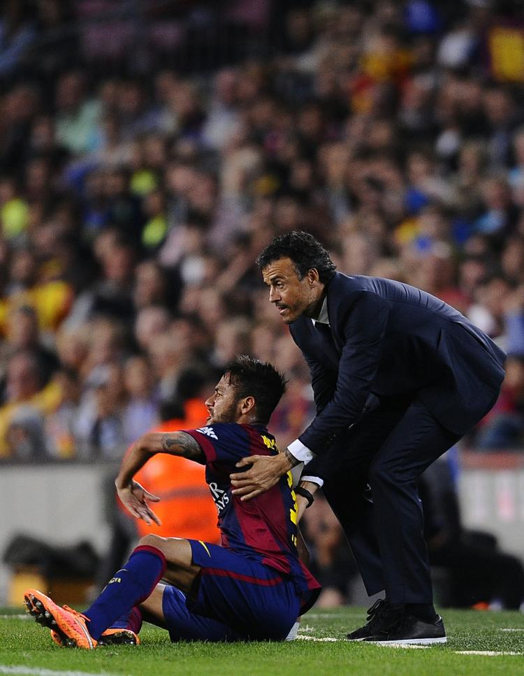 Etableret. Barcelona er solidt besat i offensiven med Neymar (tv), Messi, Suárez og Pedro, men står efter alt at dømme og mangler en ny høre back, når Dani Alves forlader klubben til sommer. 